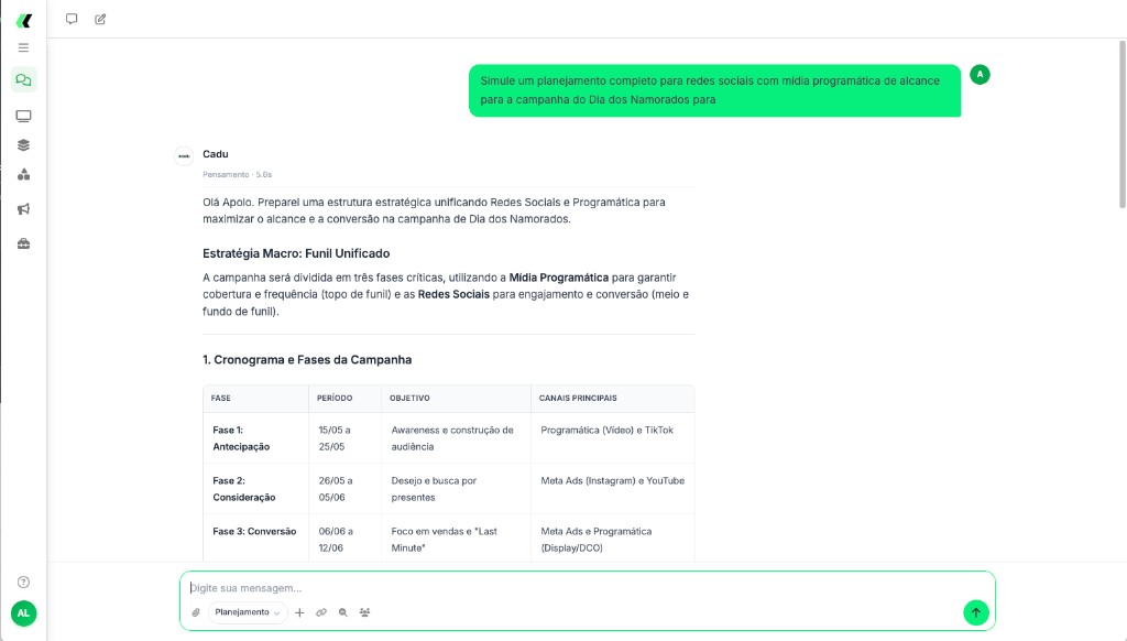 Conversas — interface no Cadu Media OS