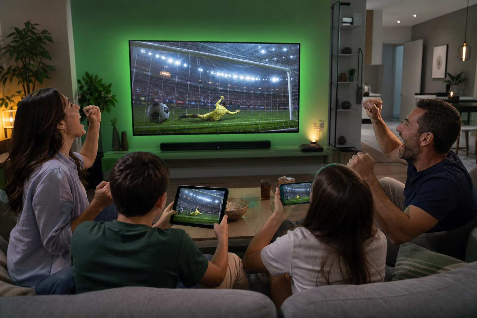 Torcedores assistindo a Copa em múltiplas telas